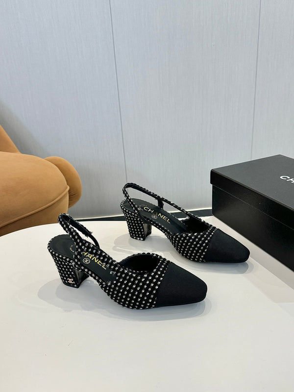 cc 25c slingback 65 black white tweed black grosgrain 233614