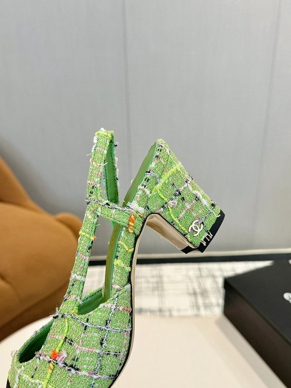 cc 25c slingback 65 green tweed black grosgrain 233615