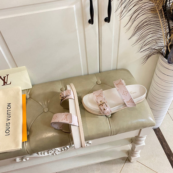 lv sandal mule bomdia pink monogram calfskin