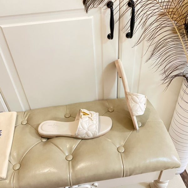 LV Neo Revival Flat Mule White Ivory Lambskin