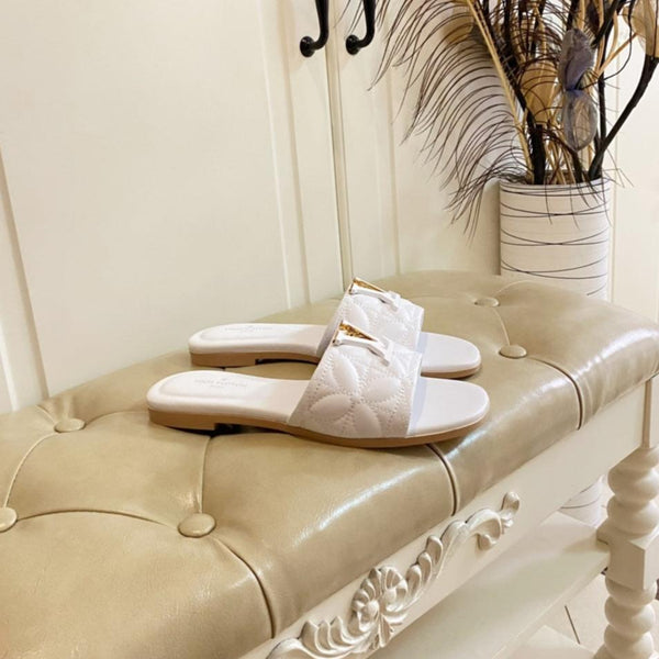 LV Neo Revival Flat Mule White Lambskin