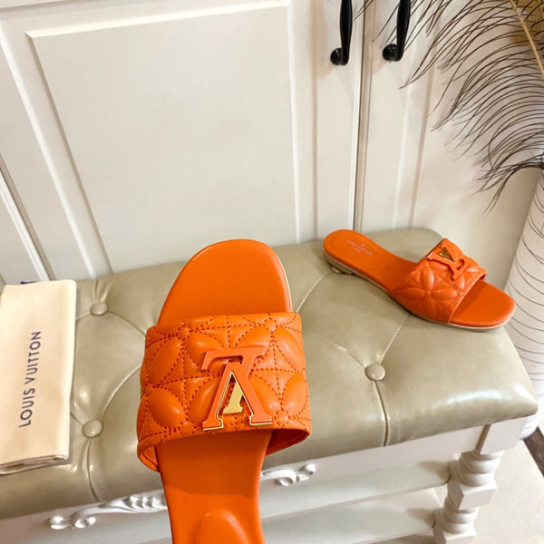 LV Neo Revival Flat Mule Orange Lambskin
