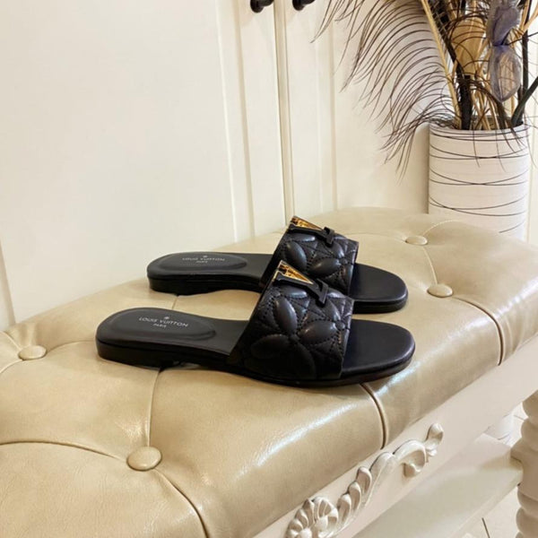 LV Neo Revival Flat Mule Black Lambskin