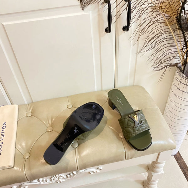 LV Neo Revival Mule 55mm Khaki Green Lambskin