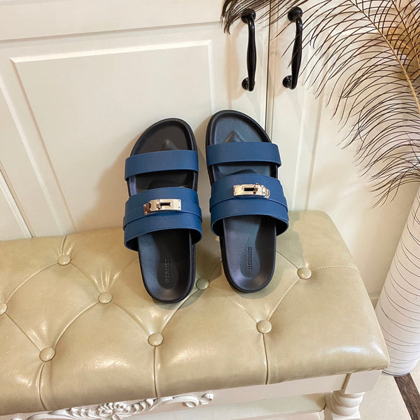 Sandalo HM Jackson in pelle di vacchetta blu scuro 958024