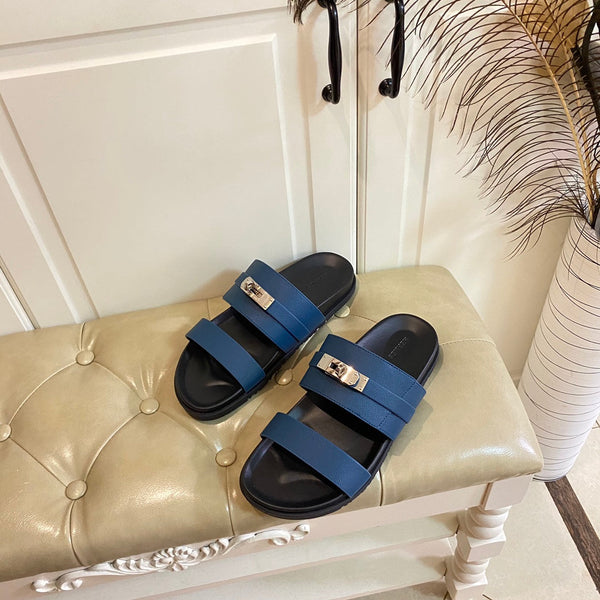 Sandalo HM Jackson in pelle di vacchetta blu scuro 958024