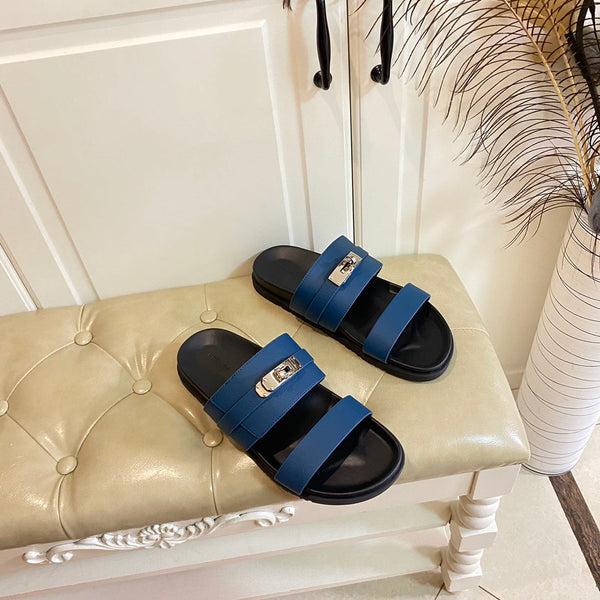 Sandalo HM Jackson in pelle di vacchetta blu scuro 958024