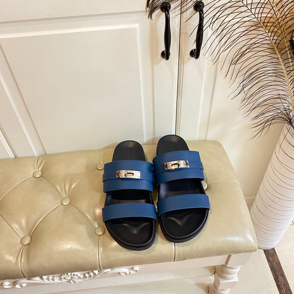 Sandalo HM Jackson in pelle di vacchetta blu scuro 958024