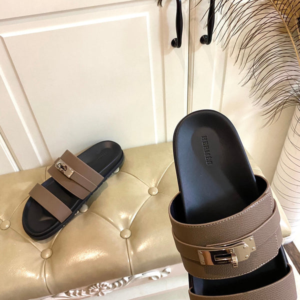 Sandalo HM Jackson in pelle di vacchetta marrone scuro 958026