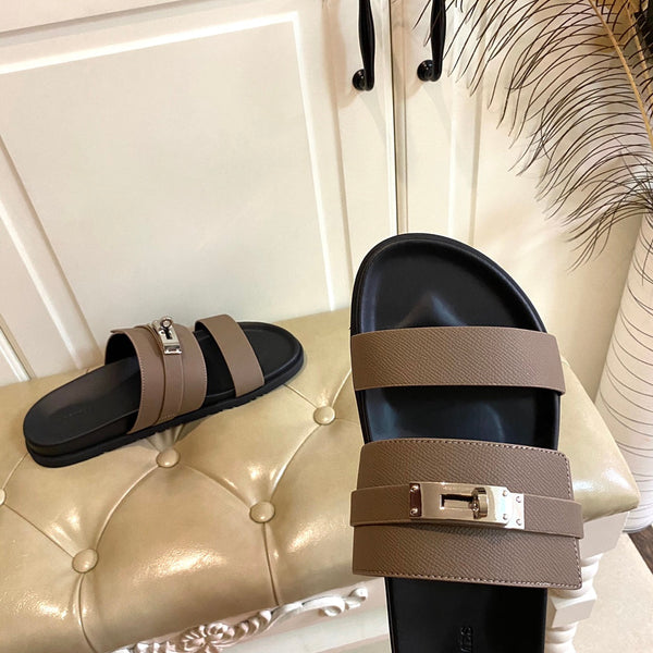 Sandalo HM Jackson in pelle di vacchetta marrone scuro 958026