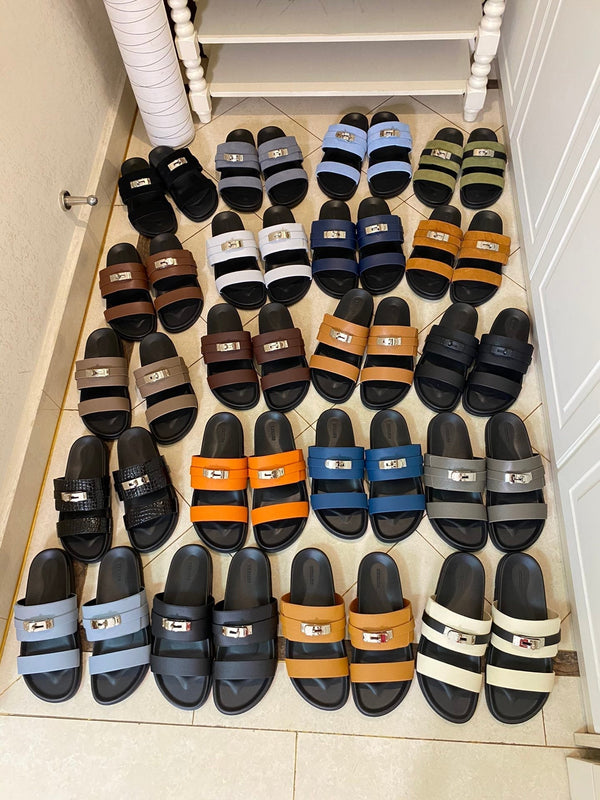 HM Jackson Sandal Grey Blue Cowhide 958032