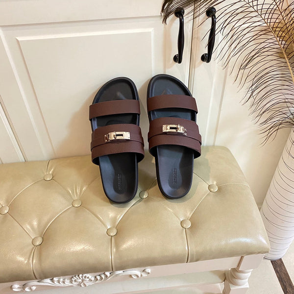 Sandalo HM Jackson in pelle di vacchetta color prugna scuro 958034