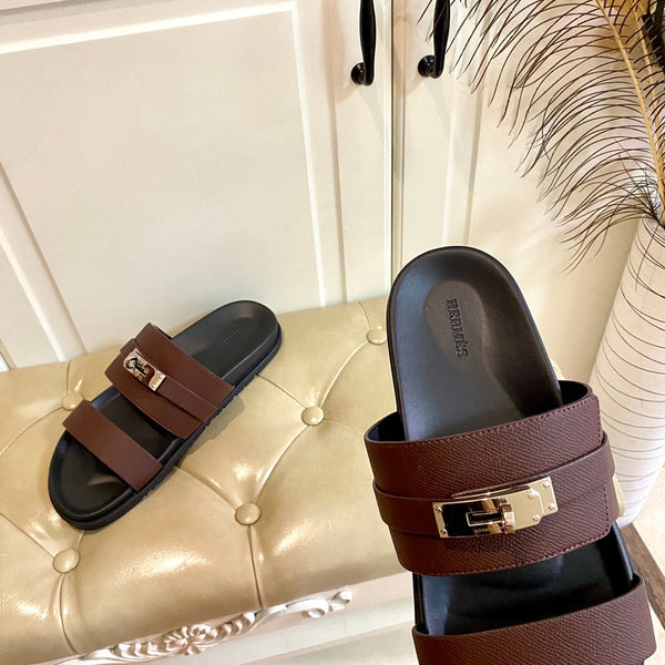 Sandalo HM Jackson in pelle di vacchetta color prugna scuro 958034