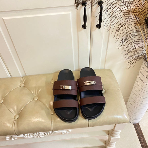 Sandalo HM Jackson in pelle di vacchetta color prugna scuro 958034