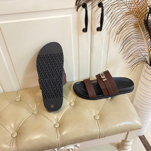 Sandalo HM Jackson in pelle di vacchetta color prugna scuro 958034