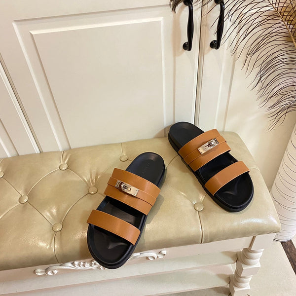 Sandalo HM Jackson in pelle di vitello marrone arancione 958041