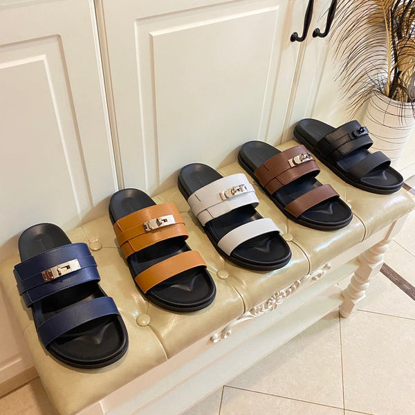 Sandalo HM Jackson in pelle di vitello marrone arancione 958041