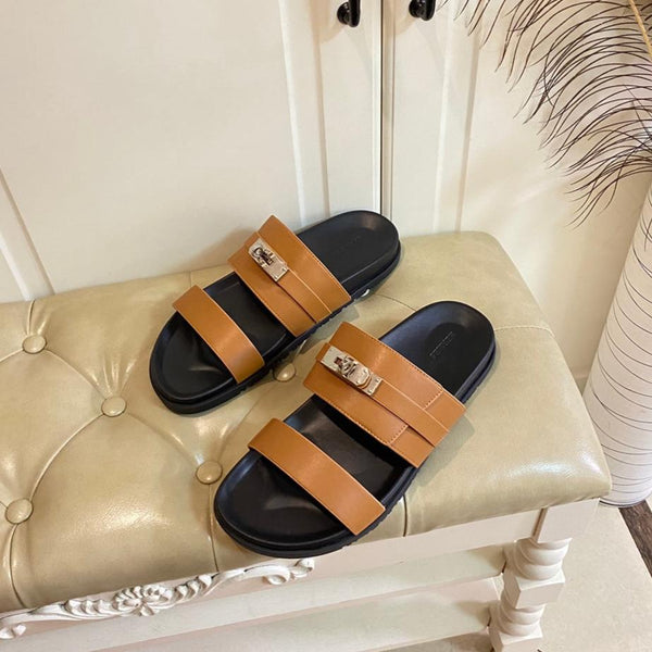 Sandalo HM Jackson in pelle di vitello marrone arancione 958041