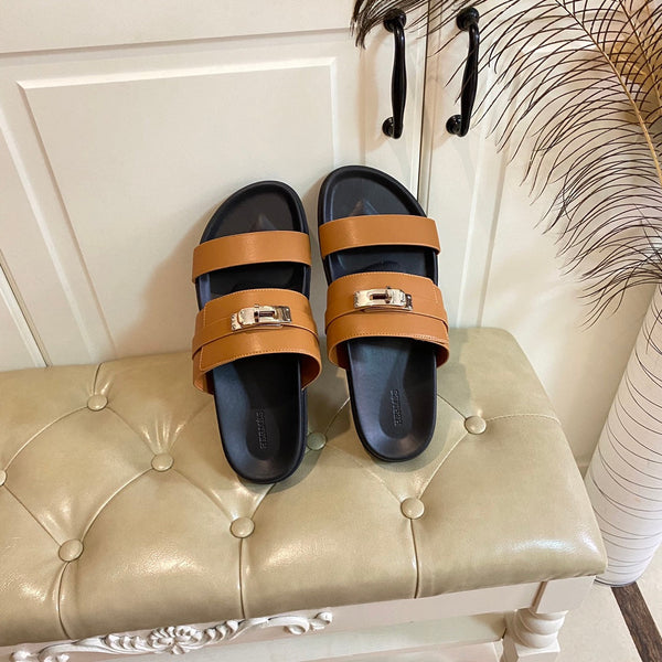 Sandalo HM Jackson in pelle di vitello marrone arancione 958041