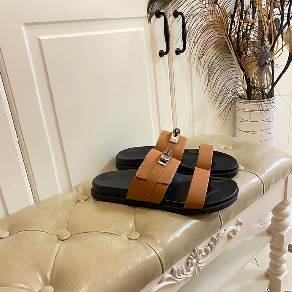 Sandalo HM Jackson in pelle di vitello marrone arancione 958041