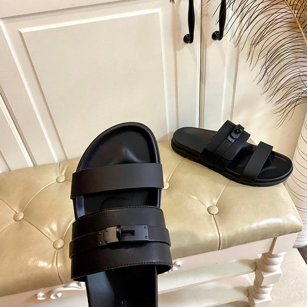 Sandalo HM Jackson in pelle di vitello nera 958043