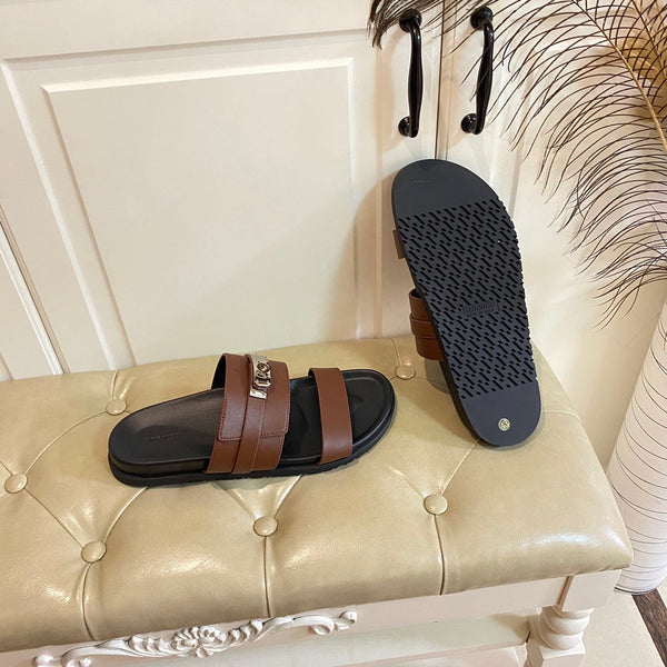 Sandalo HM Jackson in pelle di vitello marrone cioccolato 958047