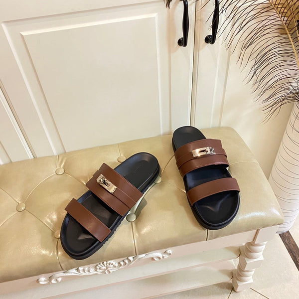 Sandalo HM Jackson in pelle di vitello marrone cioccolato 958047