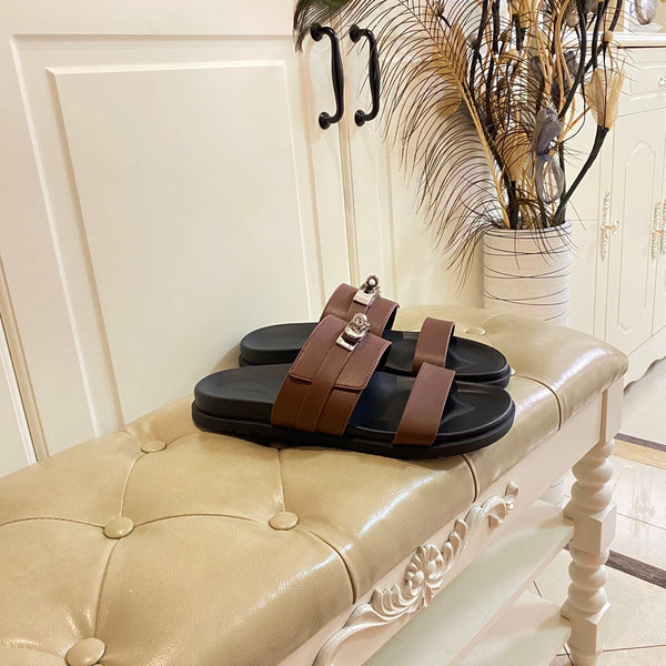 Sandalo HM Jackson in pelle di vitello marrone cioccolato 958047