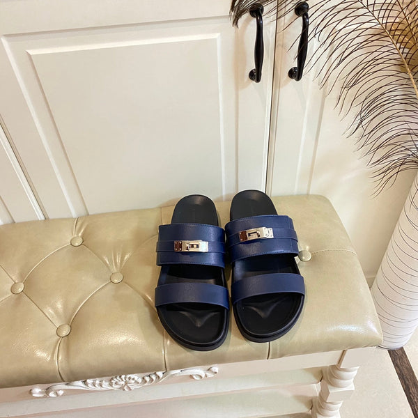 Sandalo HM Jackson in pelle di vitello blu carbone 958049