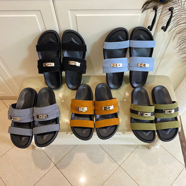 Sandalo HM Jackson in pelle scamosciata verde muschio chiaro 958056