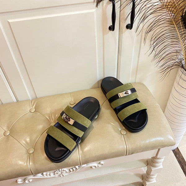 Sandalo HM Jackson in pelle scamosciata verde muschio chiaro 958056