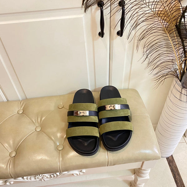 Sandalo HM Jackson in pelle scamosciata verde muschio chiaro 958056