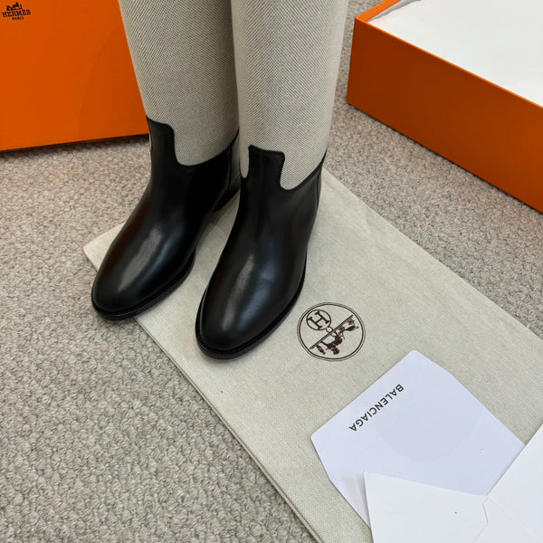 HM Jumping Boot In White Mix Black Calfskin And Mesh Fabric  973841