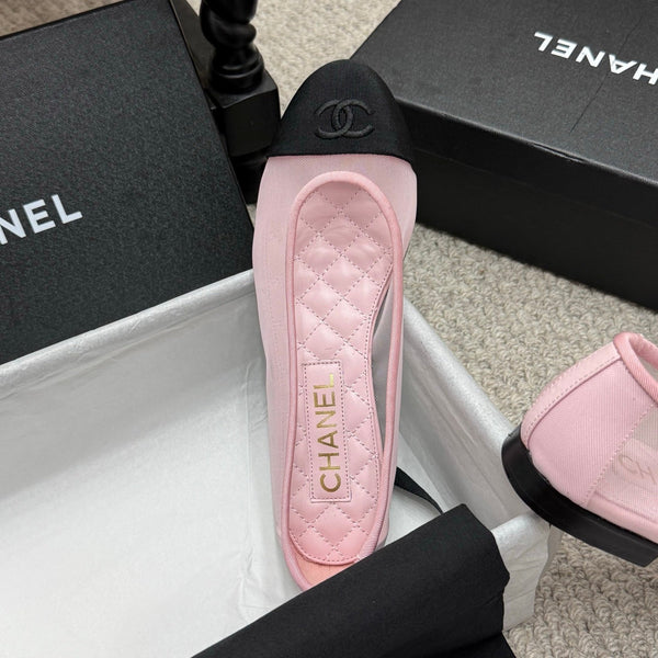 CC 25p Ballerina in tessuto a rete rosa grosgrain