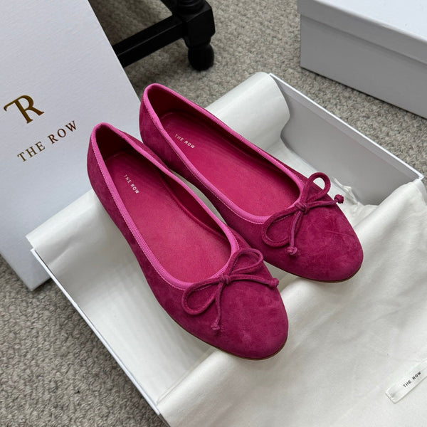 The Row Ballet Flats Bow Hot Pink Suede 290735