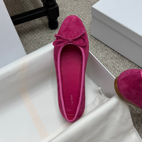 The Row Ballet Flats Bow Hot Pink Suede 290735
