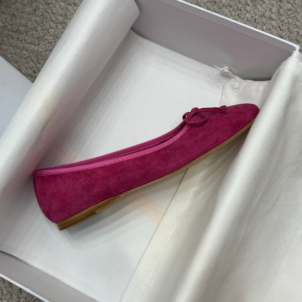 The Row Ballet Flats Bow Hot Pink Suede 290735