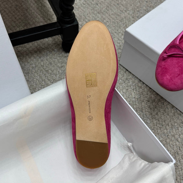 The Row Ballet Flats Bow Hot Pink Suede 290735