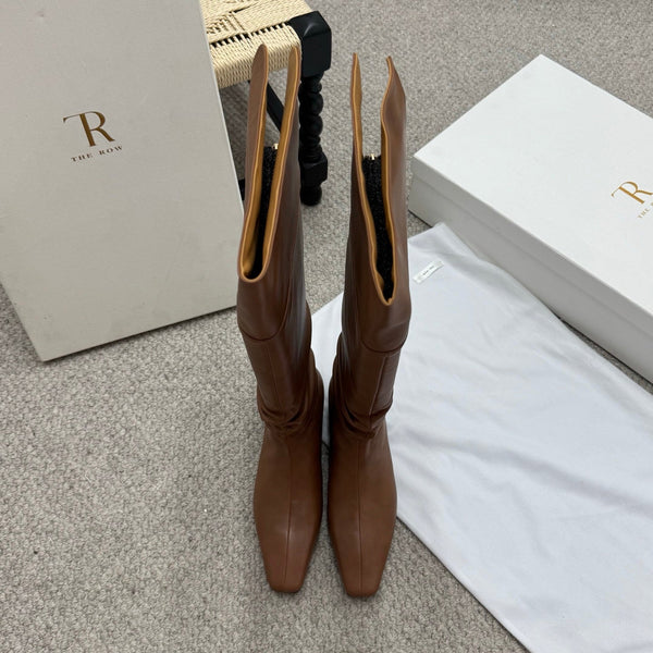 The Row Slouch Over-The-Knee Boots 35mm Brown Calfskin 429129
