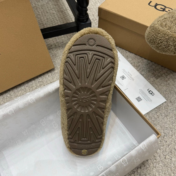 UGG Logo Mary Jane Flat Khaki Brown Wool 523101