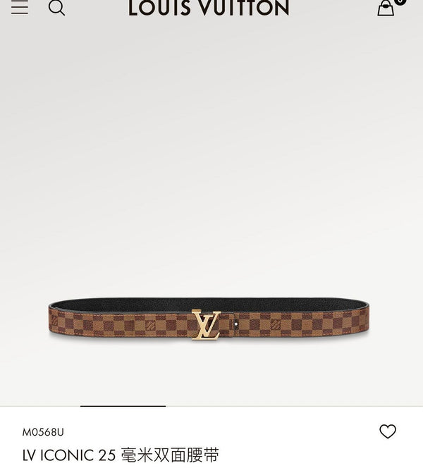 LV ICONIC 25 MM IN PELLE DI VITELLO DAMIER MARRONE CON FERRAMENTA ORO
