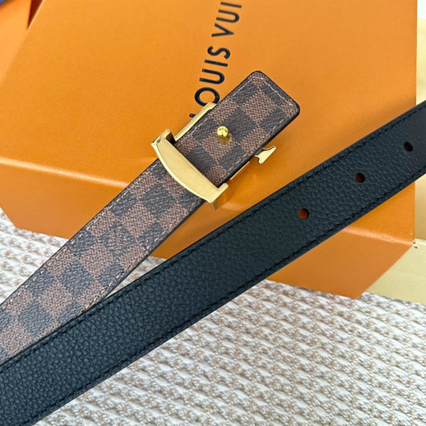 LV ICONIC 25 MM IN PELLE DI VITELLO DAMIER MARRONE CON FERRAMENTA ORO