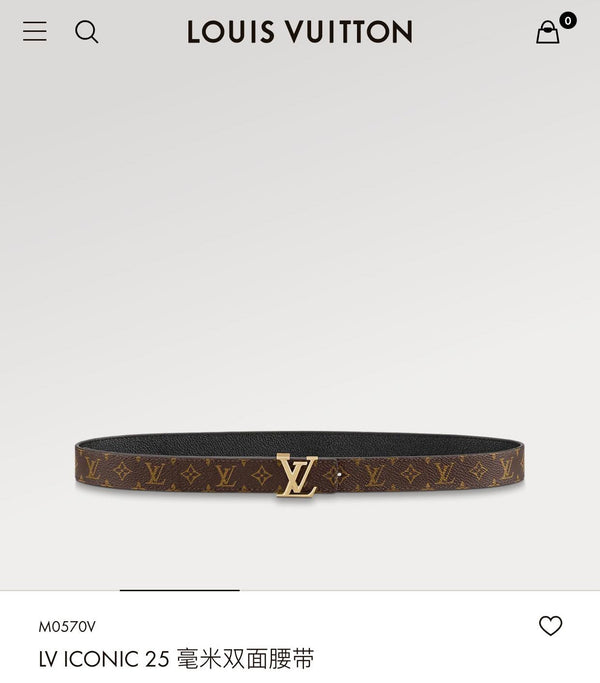 LV ICONIC 25 MM IN PELLE DI VITELLO DAMIER MARRONE CON FERRAMENTA IN ARGENTO