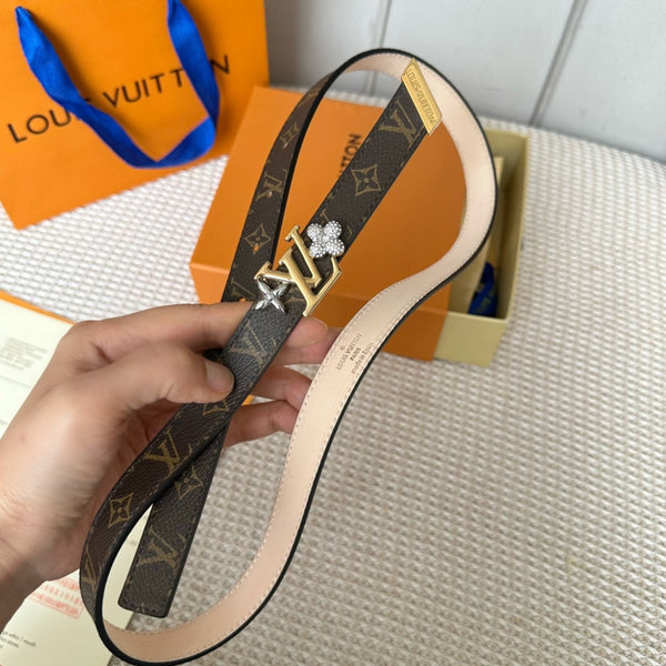 CINTURA REVERSIBILE LV GRAM 20 MM MONOGRAM IN PELLE DI VITELLO MARRONE CON FERRAMENTA ORO