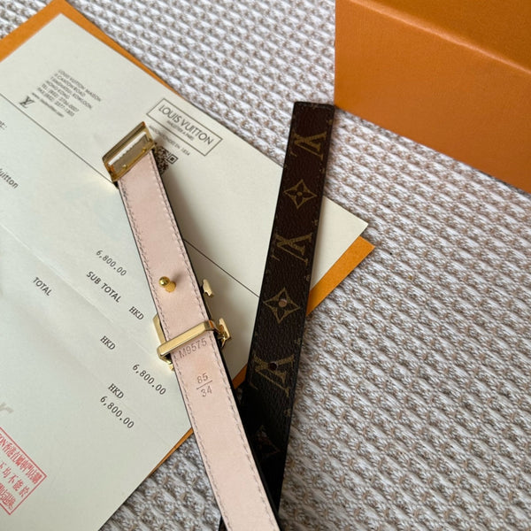 CINTURA REVERSIBILE LV GRAM 20 MM MONOGRAM IN PELLE DI VITELLO MARRONE CON FERRAMENTA ORO