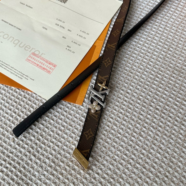 CINTURA REVERSIBILE LV GRAM 20 MM IN PELLE DI VITELLO CON MONOGRAMMA MARRONE E FERRAMENTA IN ARGENTO