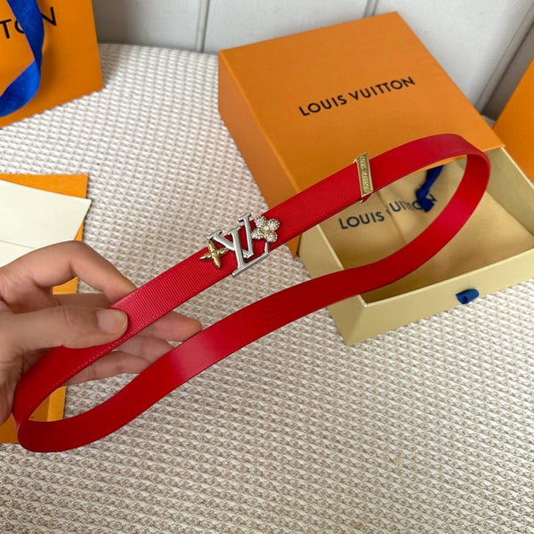 CINTURA REVERSIBILE LV GRAM 20 MM IN PELLE DI VITELLO ROSSO CILIEGIA E FERRAMENTA IN ARGENTO