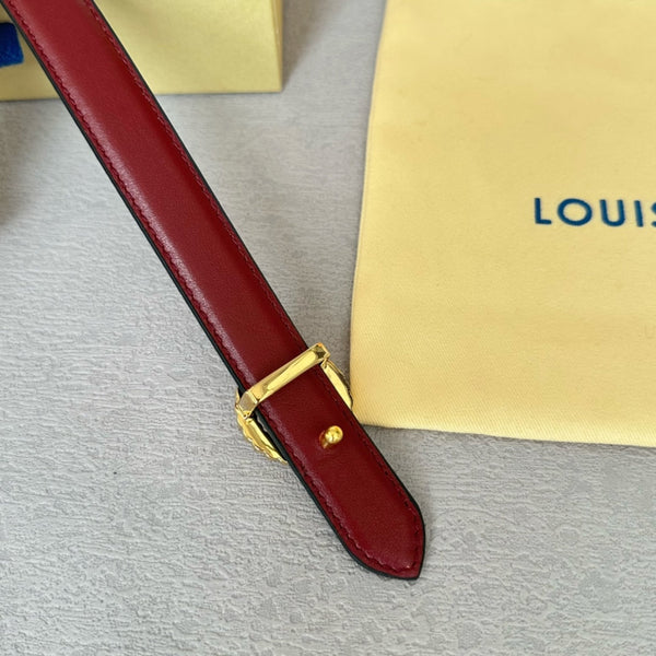 LV S-LOCK BELT 20 MM IN CHERRY RED CALFSKIN AND CIRCLE GOLD HARDWARE