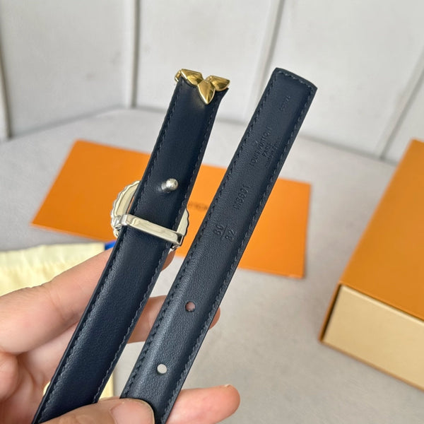 CINTURA REVERSIBILE PRETTY LV 20MM IN PELLE DI VITELLO BIANCA E BLU CON FERRAMENTA IN ARGENTO E ORO