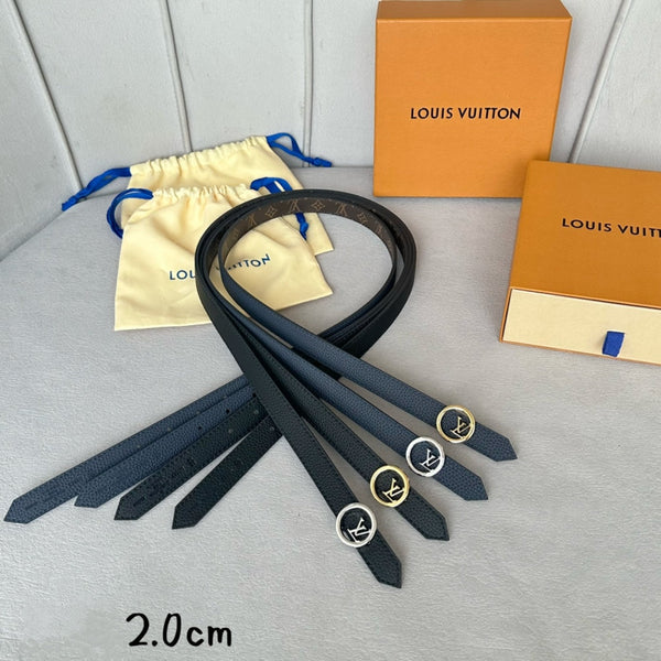 Cintura reversibile LV Circle 20mm con fibbia argentata, pelle blu navy e marrone